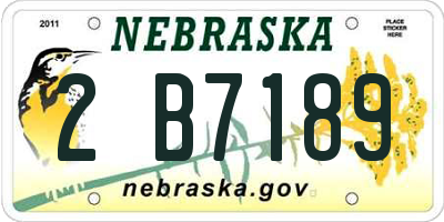NE license plate 2B7189