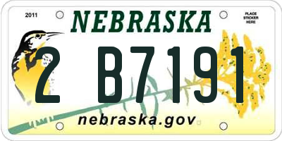 NE license plate 2B7191