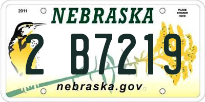 NE license plate 2B7219