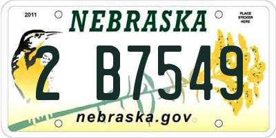 NE license plate 2B7549