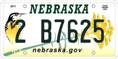 NE license plate 2B7625