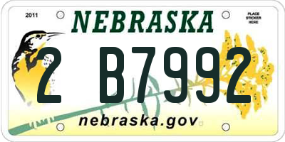 NE license plate 2B7992
