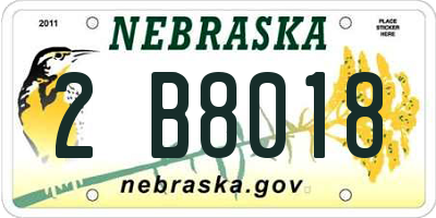 NE license plate 2B8018