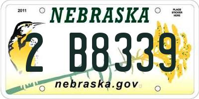 NE license plate 2B8339