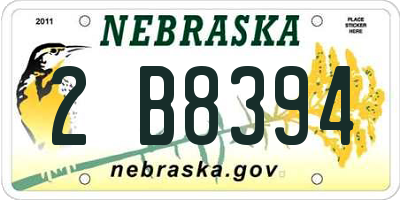 NE license plate 2B8394