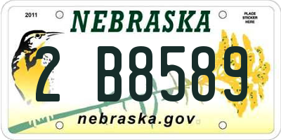 NE license plate 2B8589