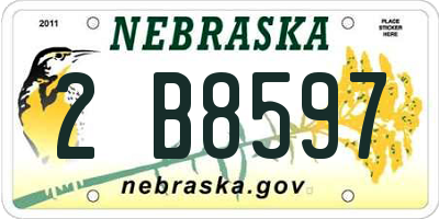NE license plate 2B8597