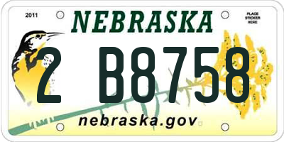 NE license plate 2B8758