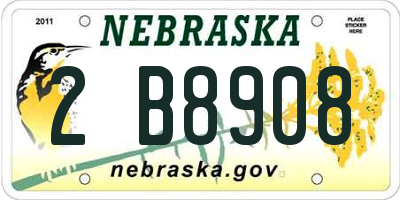 NE license plate 2B8908