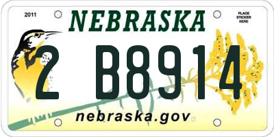 NE license plate 2B8914