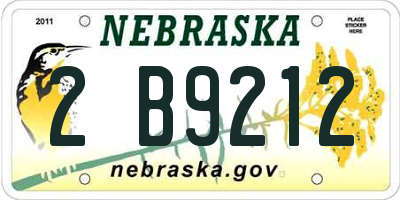 NE license plate 2B9212