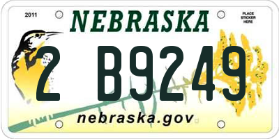 NE license plate 2B9249