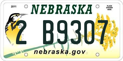 NE license plate 2B9307