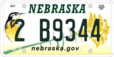 NE license plate 2B9344