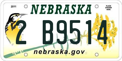 NE license plate 2B9514