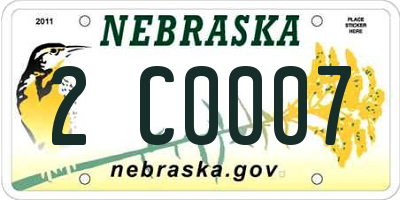 NE license plate 2C0007