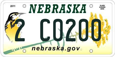 NE license plate 2C0200