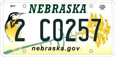 NE license plate 2C0257