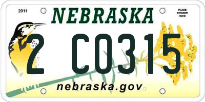 NE license plate 2C0315