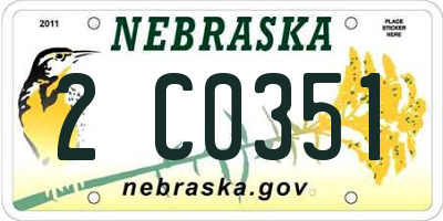 NE license plate 2C0351