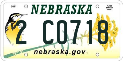 NE license plate 2C0718