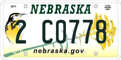 NE license plate 2C0778
