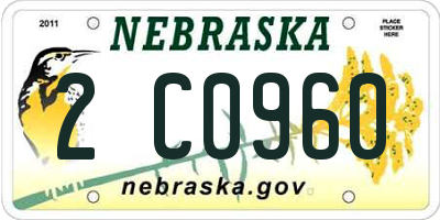 NE license plate 2C0960