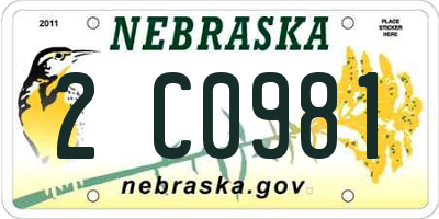 NE license plate 2C0981