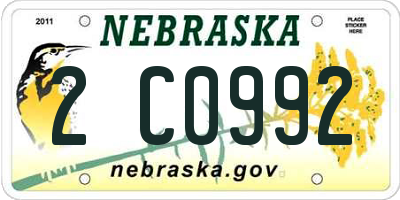 NE license plate 2C0992