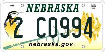 NE license plate 2C0994
