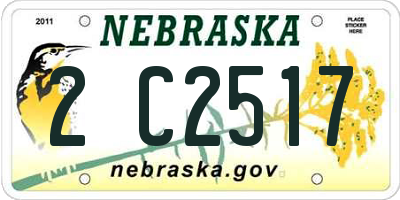 NE license plate 2C2517