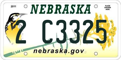 NE license plate 2C3325