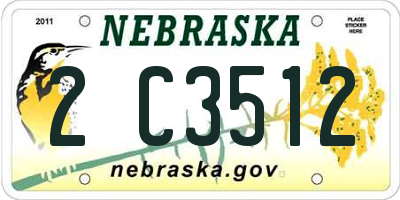 NE license plate 2C3512