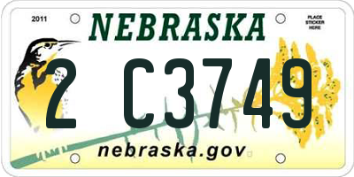 NE license plate 2C3749