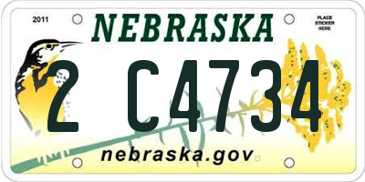 NE license plate 2C4734