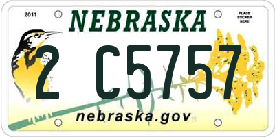 NE license plate 2C5757