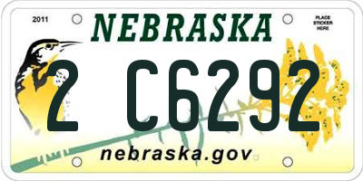 NE license plate 2C6292