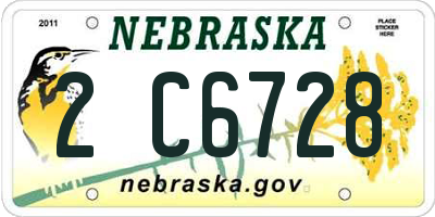 NE license plate 2C6728