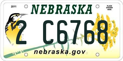 NE license plate 2C6768