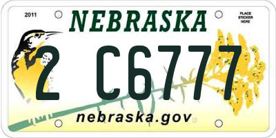 NE license plate 2C6777