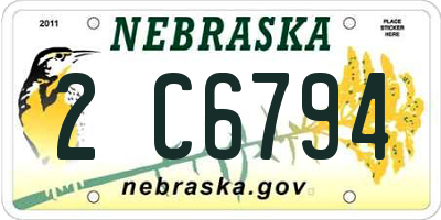 NE license plate 2C6794