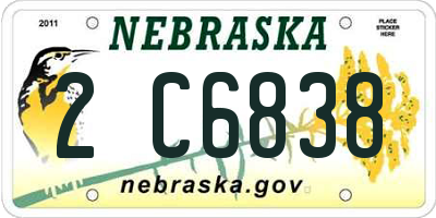 NE license plate 2C6838