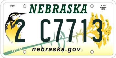 NE license plate 2C7713