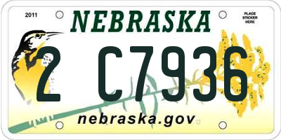 NE license plate 2C7936