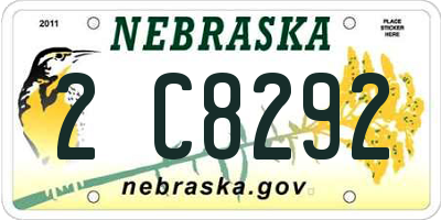 NE license plate 2C8292