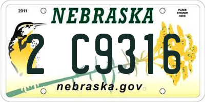 NE license plate 2C9316