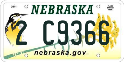 NE license plate 2C9366