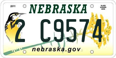 NE license plate 2C9574