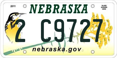 NE license plate 2C9727