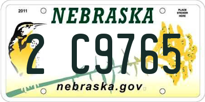 NE license plate 2C9765